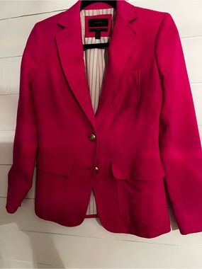J. Crew Hot Pink Tailored Blazer with Gold Buttons